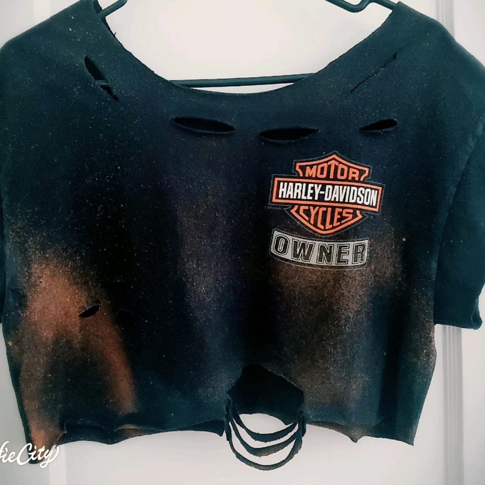 Harley Davidson crop top cut tee